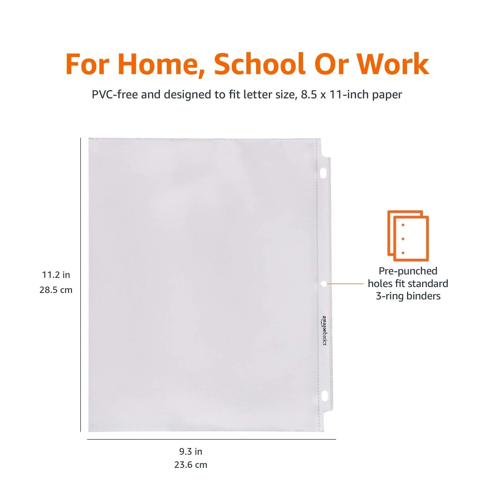 Retailer Basics Sheet Protectors For 3 Ring Binder Heavyweight Polypropylene Top
