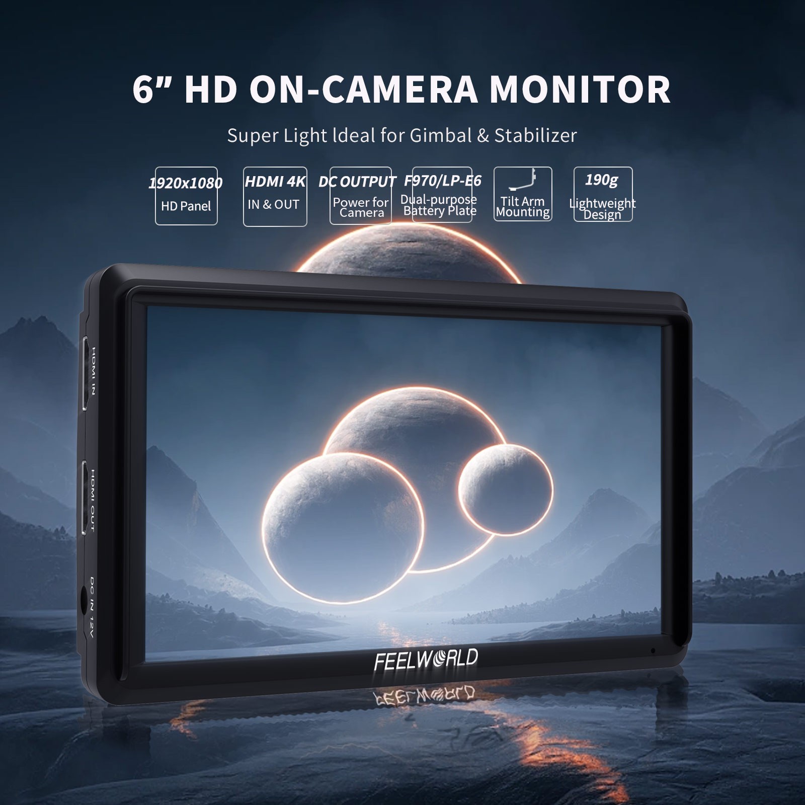 FEELWORLD S55 V3 6 inch DSLR Camera Field Monitor 3D LUT Full HD 1920×1080 LCD