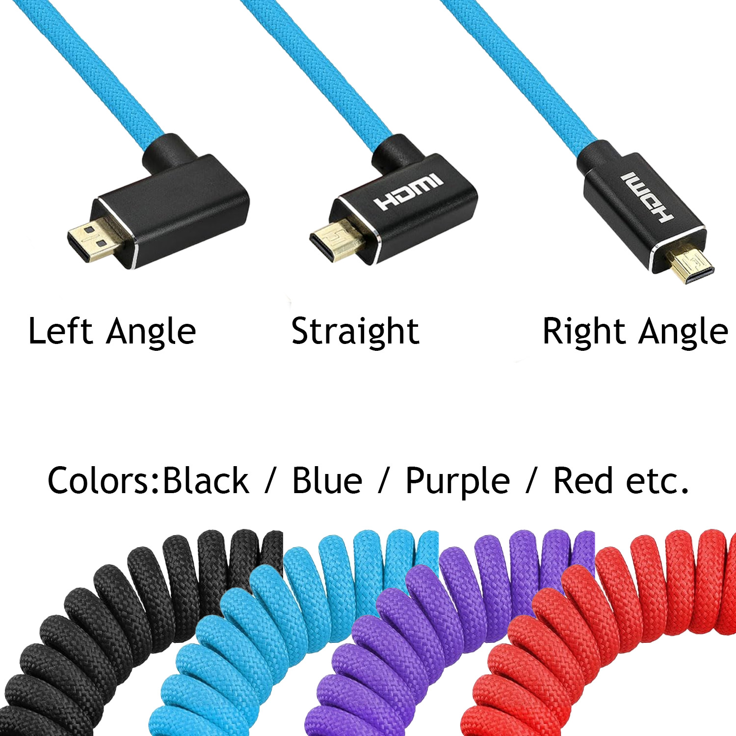 12-18 Inch Micro HDMI to Full HDMI Cable Coiled for Atomos Ninja-V Spring Canon