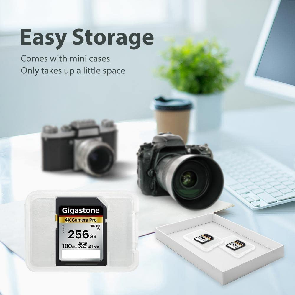 【5-Years Data Recovery】 256GB SD Card, 4K Camera Pro, A1 V30 SDXC Memory Card 4