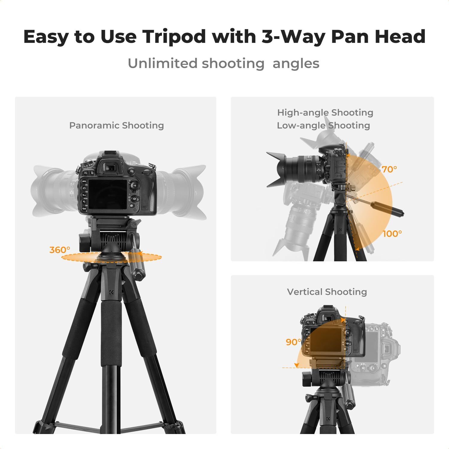 K&F Concept Camera Tripod 75″ Lightweight Travel DSLR Tripods for Camera Phone