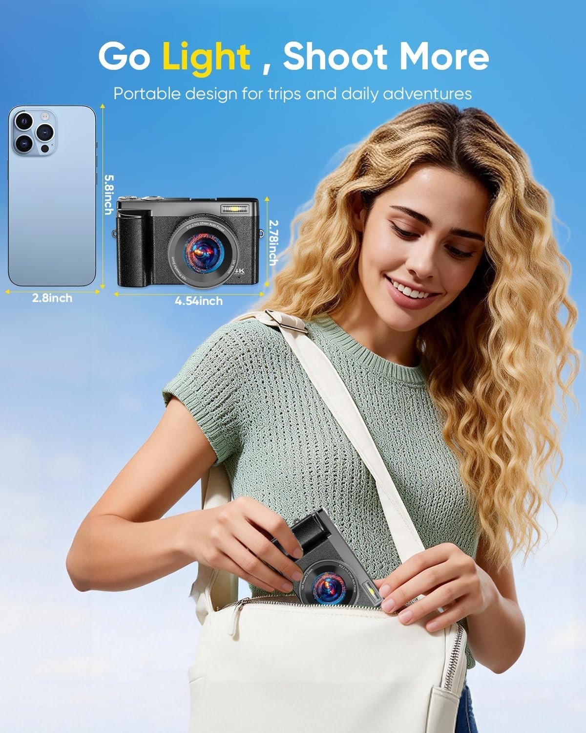 4K Digital Camera for Photography, 2026 Latest WiFi 64MP Vlogging Camera