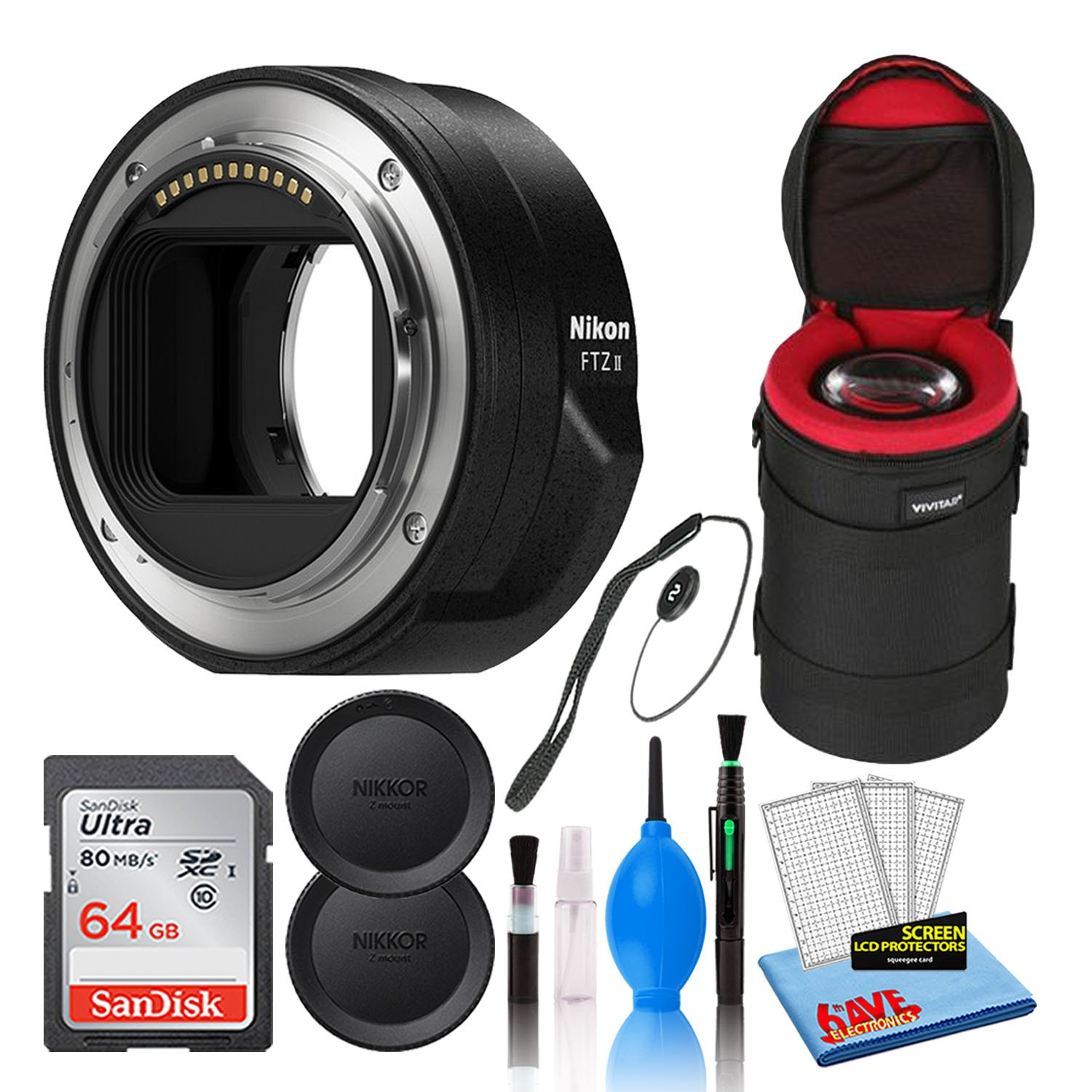 Nikon FTZ II Mount Adapter with Lens Case and Memory Card and Bag Kit