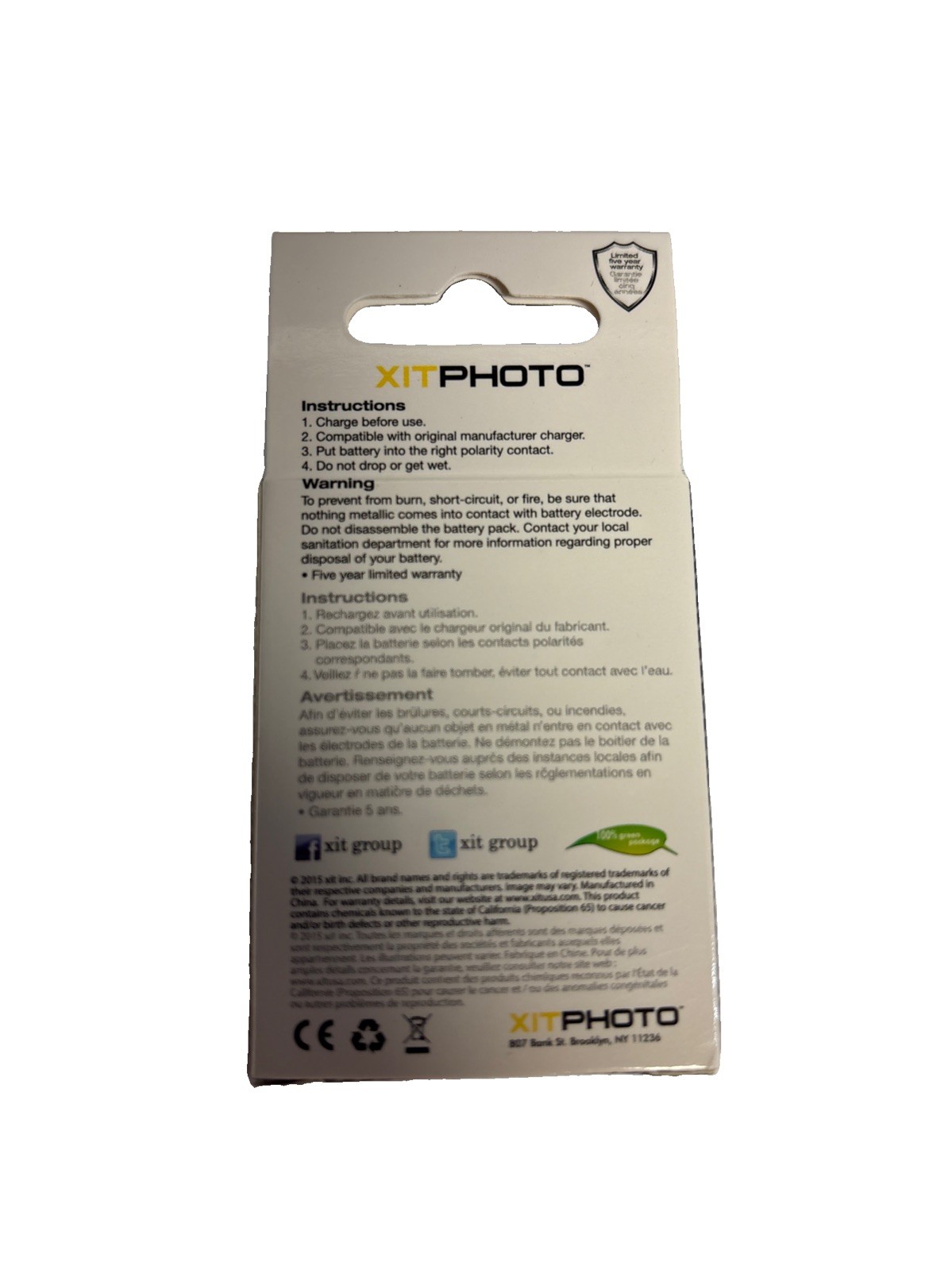 XitPhoto Rechargeable Battery for GoPro Hero 4 1600mAh Li-Ion AHDBT-401