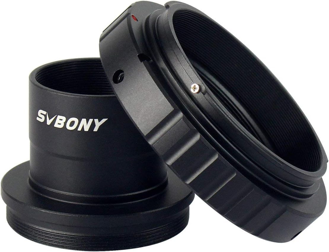 SVBONY T2 T Ring Adapter and T Adapter, 1.25 inches Metal Telescope Black