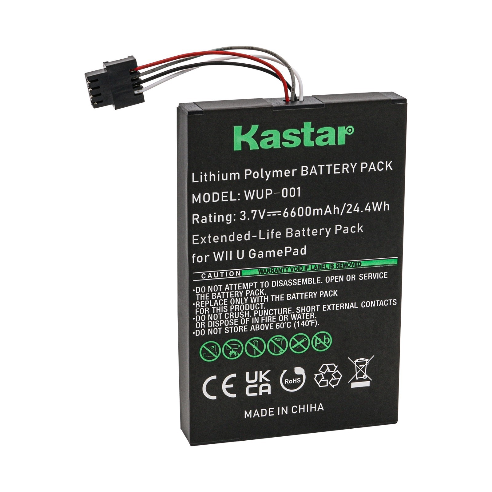 Kastar Battery 3.7V 6600mAh Replace for Nintendo Wii U GamePad WUP-001 WUP-003