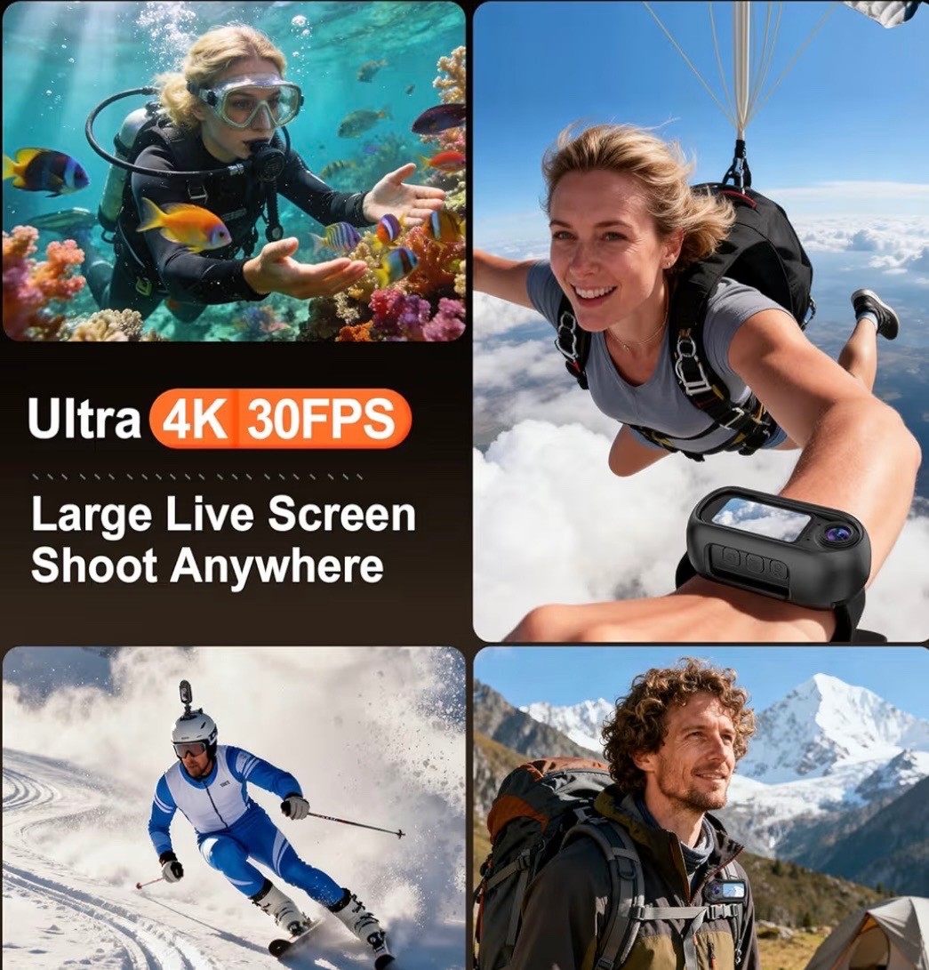 4K Mini Body Camera with Audio and Video Recording, Tiny Thumb Action Camera wit