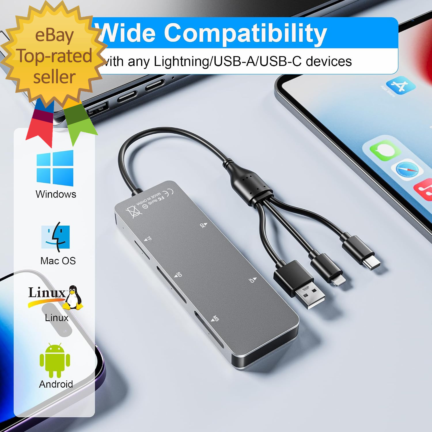 Memory Stick Pro Duo Adapter 5-In-1 Multi Memory Card Reader Supports SD/TF/CF/M