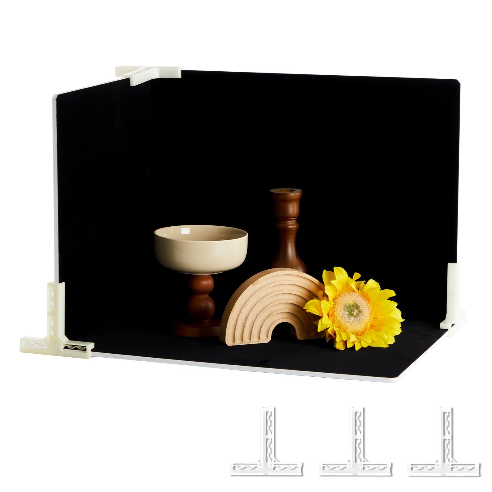 3 PCS Boards Photo Backdrop Black Velvet Replica Surface Flat Lay 15.8×11.8 In