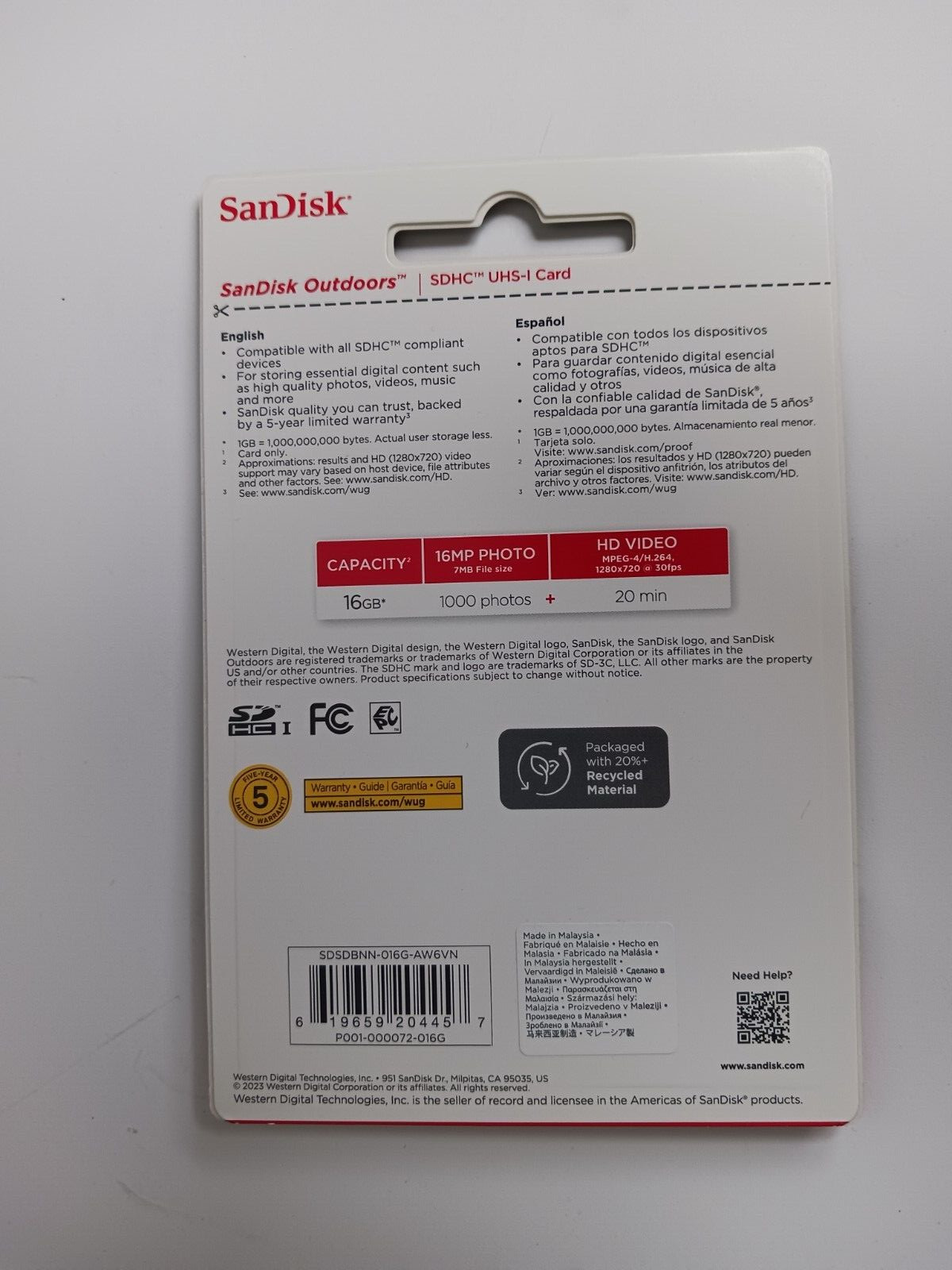 Outdoor SanDisk Ultra 16 GB SD Memory Card- Hunting Camera