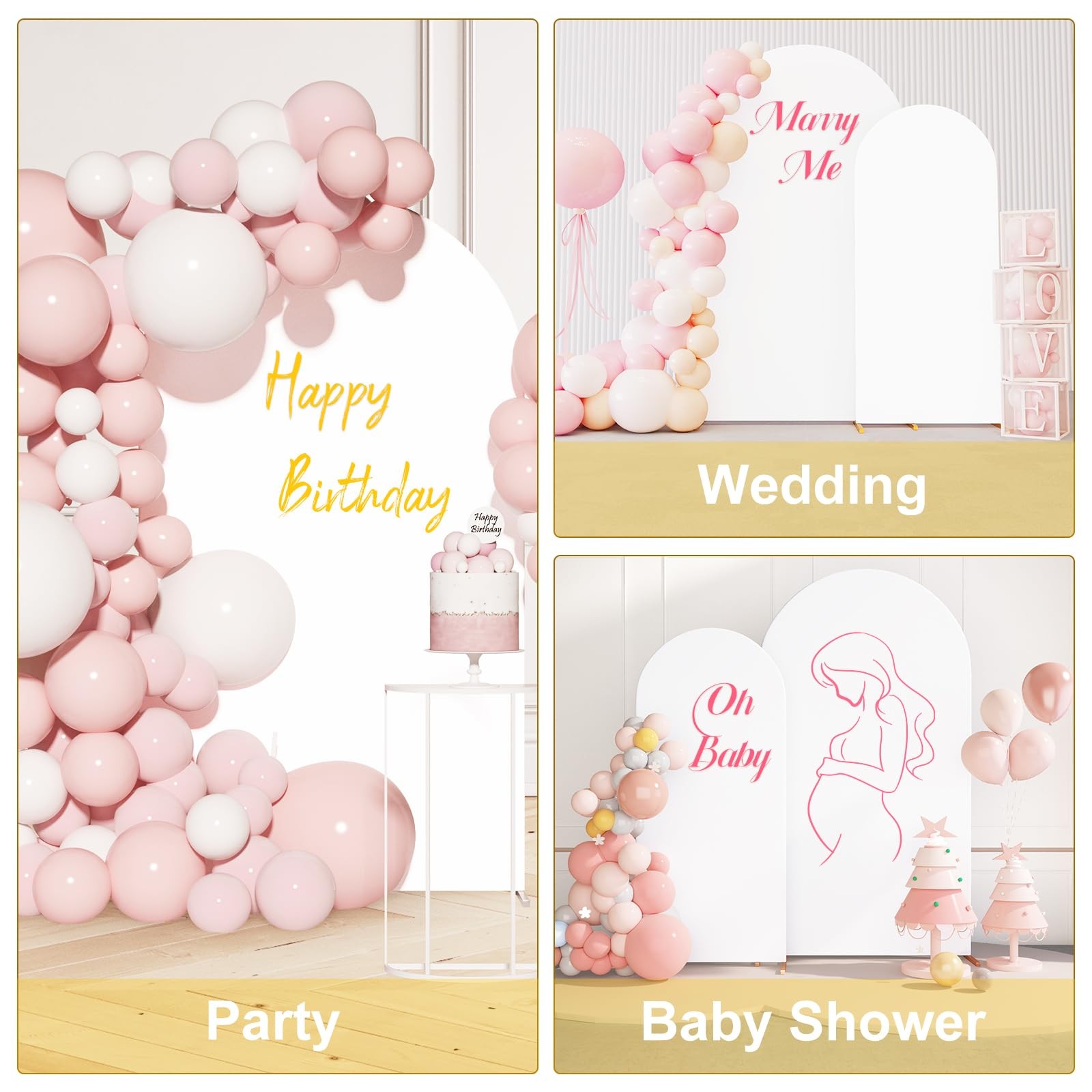 Metal Arch Backdrop Stand and Cover Set 7.2FT/6FT, Wedding Arch Frame with Sp…