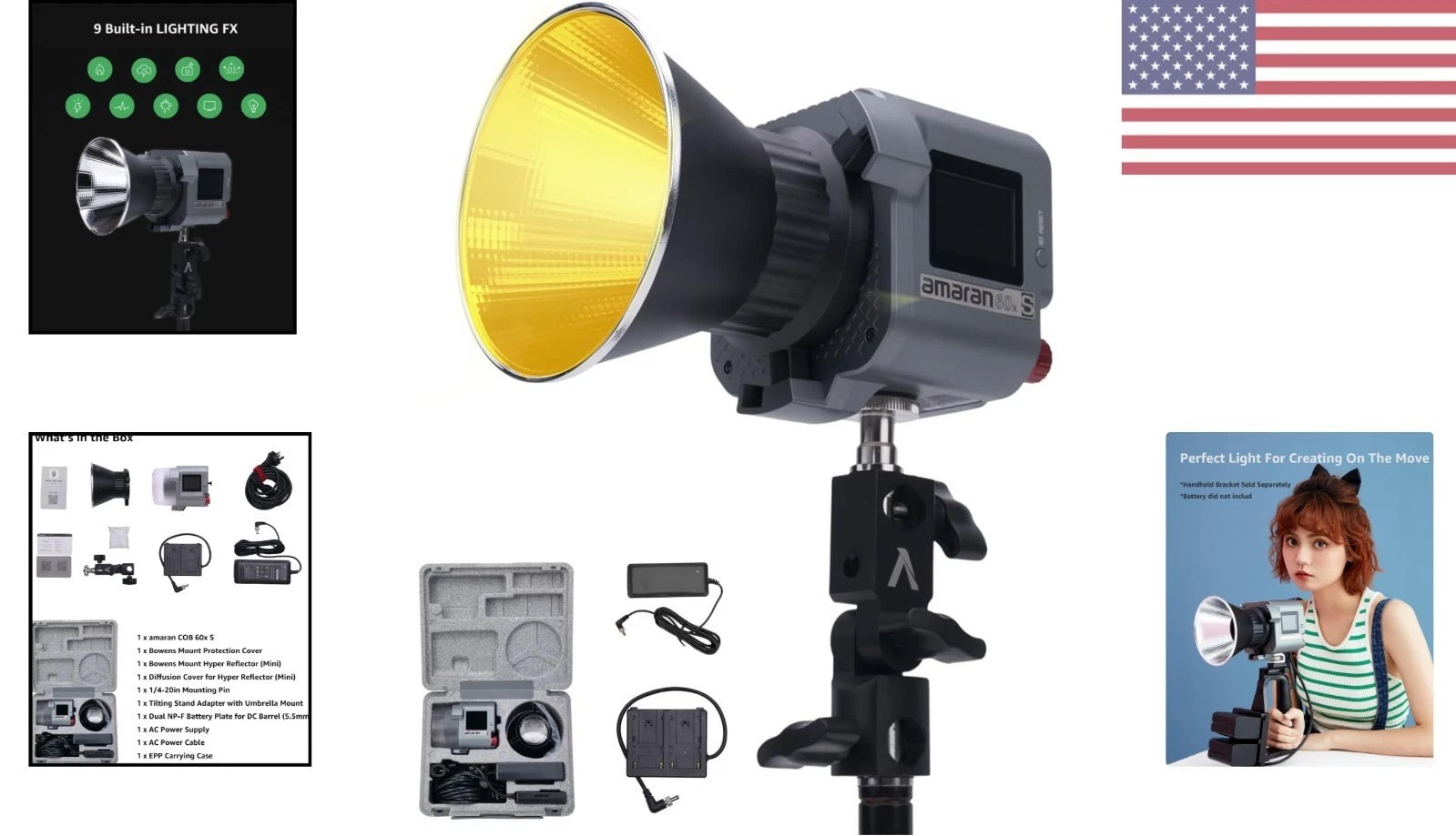 amaran COB 60xS: Ultra-Compact Bi-Color LED Video Light with 33,300 Lux Output