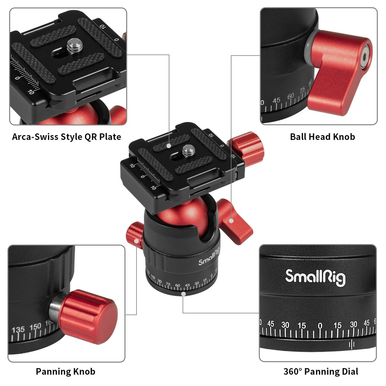 SmallRig Rotating Panoramic Ball Head with QR Plate for Camera Tripod Head 3034