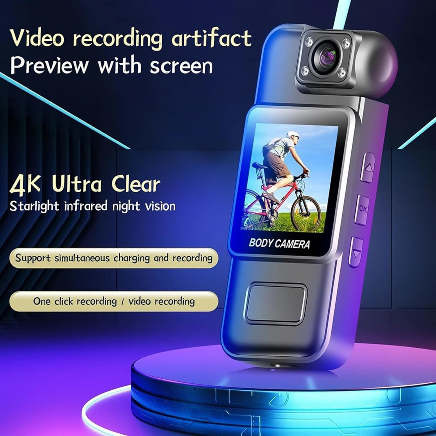 Camnoon 4K Body Camera w/ Audio & Video Recording Bundle