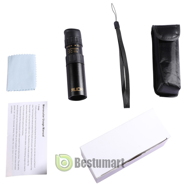 4K 10-300X40mm Super Telephoto Lens Zoom Monocular Telescope Waterproof Black US