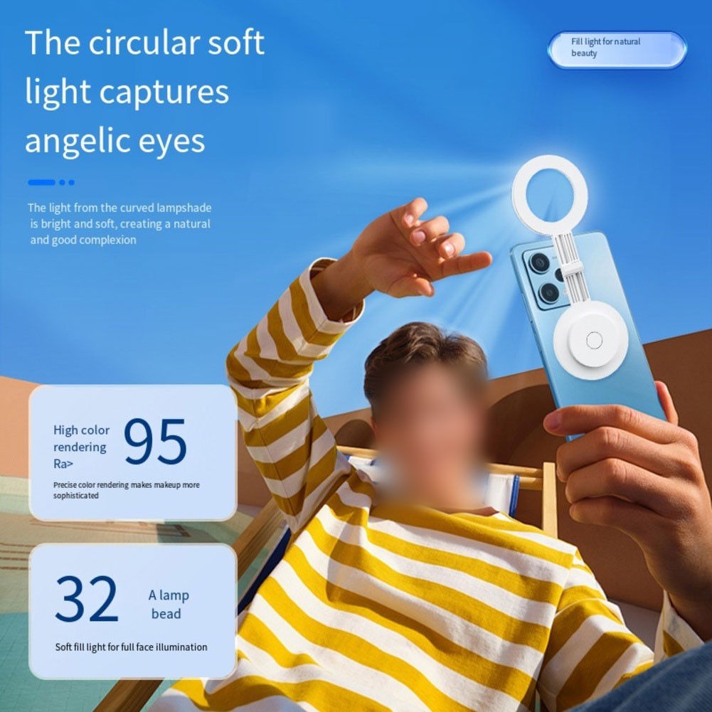 LED Ring Light Magnetic Selfie Light with Lightweight and Compact Design
