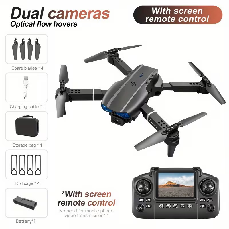 4K HD Camera Drone WiFi FPV RC Foldable Dual Camera Remote with Screen