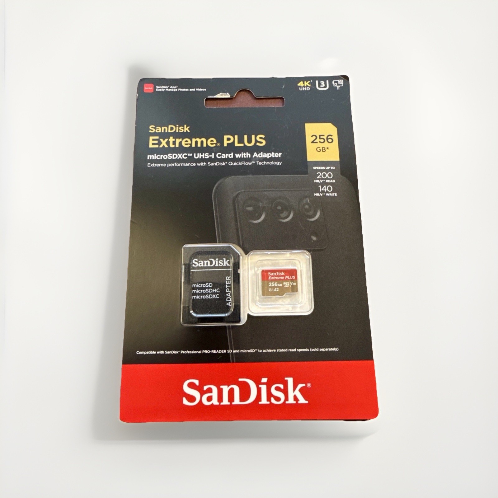 SanDisk Extreme PLUS 256GB microSDXC UHS-I Memory Card w/ Adapter NEW
