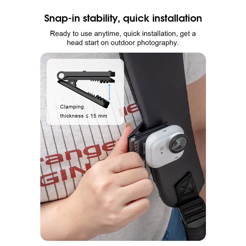 Snap Clamp Magnetic Backpack Clip Base Expansion Mount for Insta360 GO Ultra