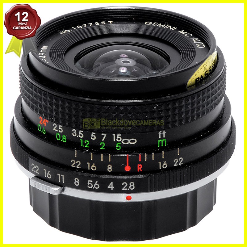 Gemini 28mm Lens. f2.8 MC Vintage Compact Lens for Olympus OM Reflex