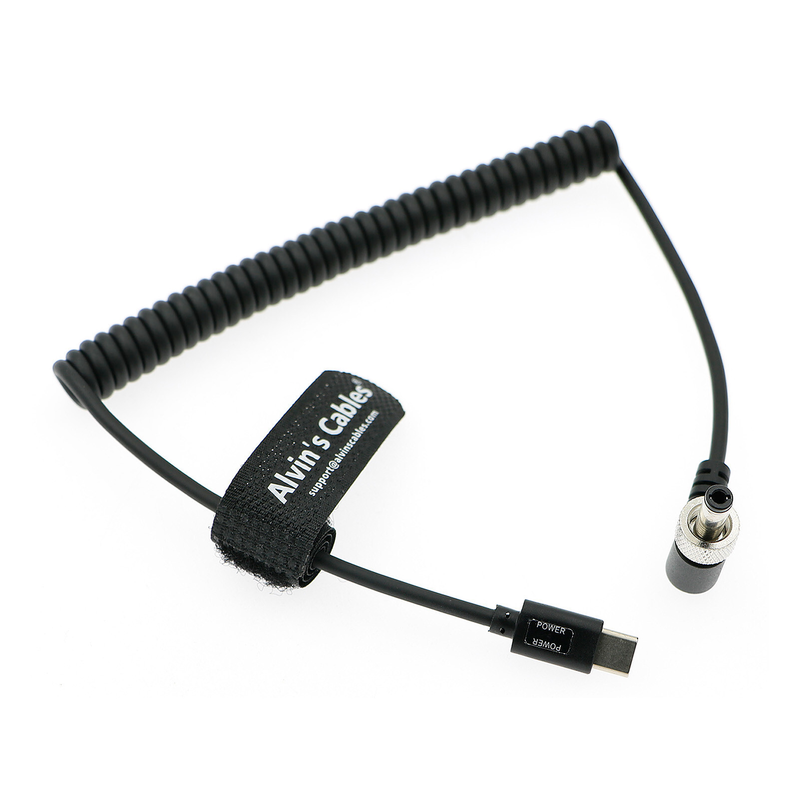 PD USB-C Type-C to Lock DC 12V Coiled Power Cable for Blackmagic Video Assist