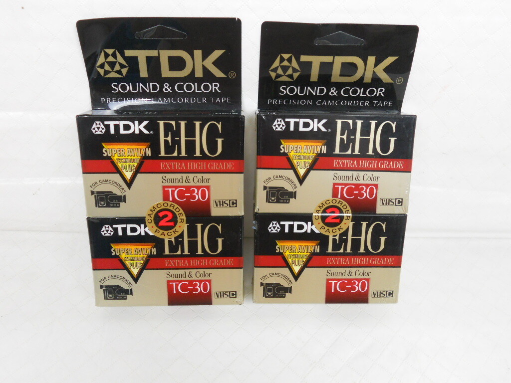 Lot of 4 – TDK E-HG Extra High Grade TC-30 Camcorder VHS-C Video Cassette Tapes