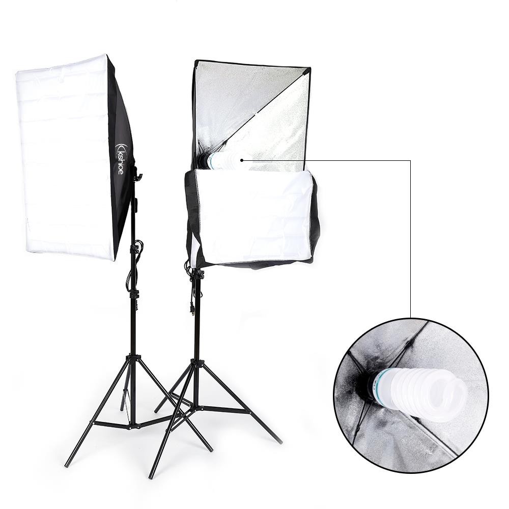Studio Photo Soft Box Lighting Kit Photography W/2* Adjustable Stand + 135W Bulb
