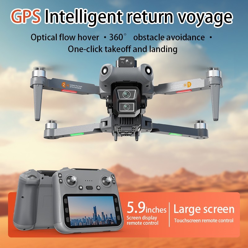 8K GPS Drone w/ Touchscreen Controller, 5G FPV, Dual Battery, Auto Return