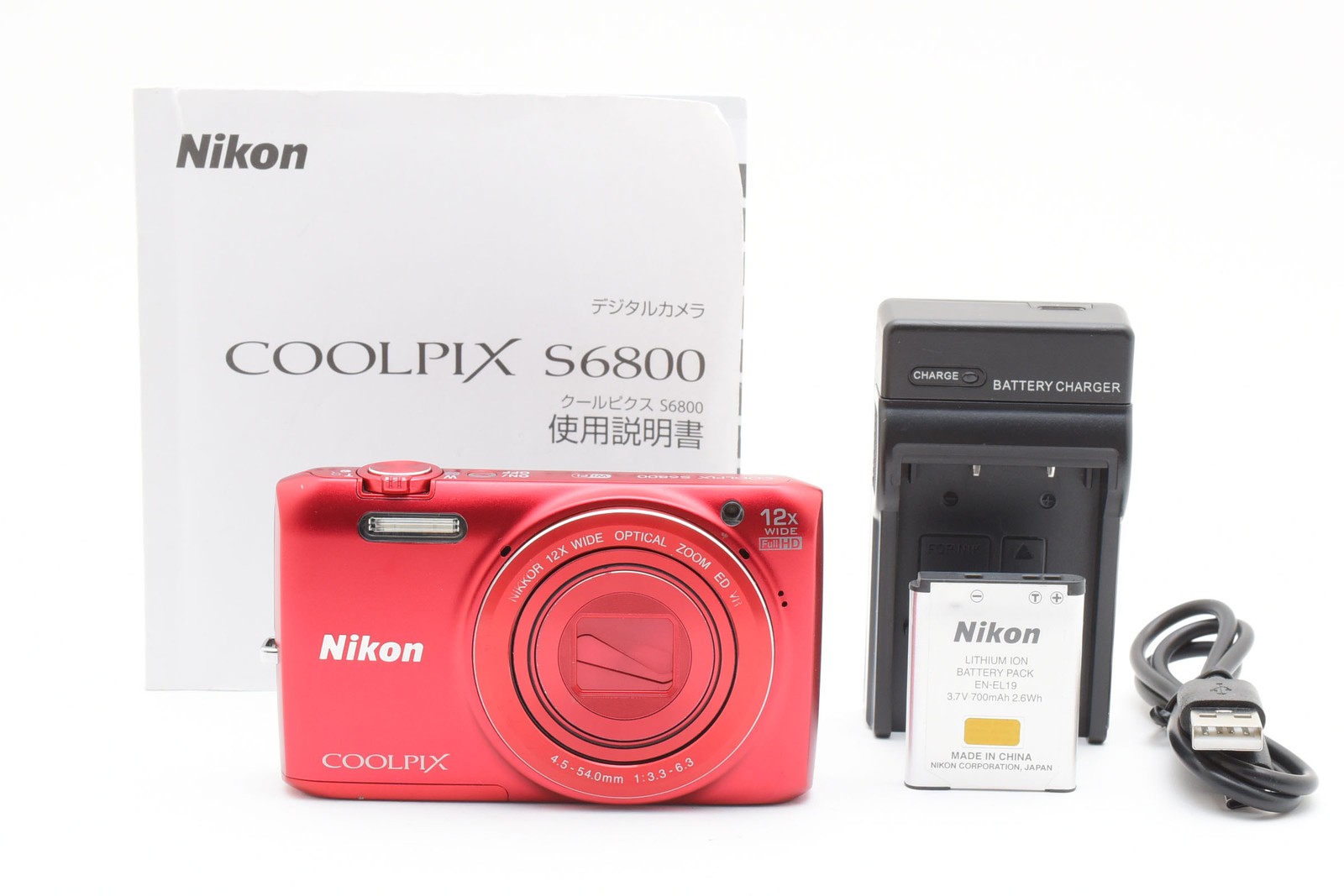 [Near MINT] Nikon COOLPIX S6800 Red 16.0MP 12x Compact Digital Camera From JAPAN