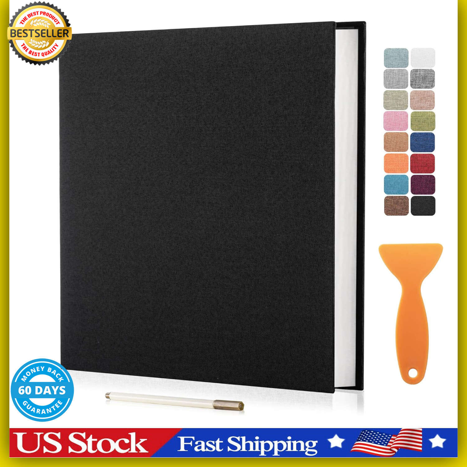 Large Photo Album Self Adhesive Scrapbook Album for 11″x10.6″ 40Pages Black