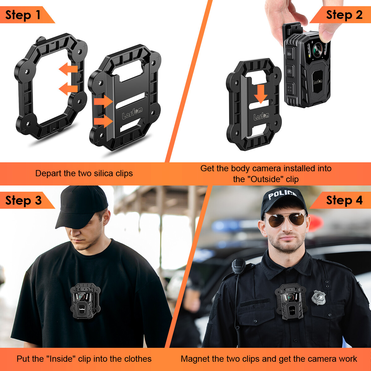 BOBLOV Strong Magnetic Suction Back Clip Mount/Chest Vest for all Body Camera