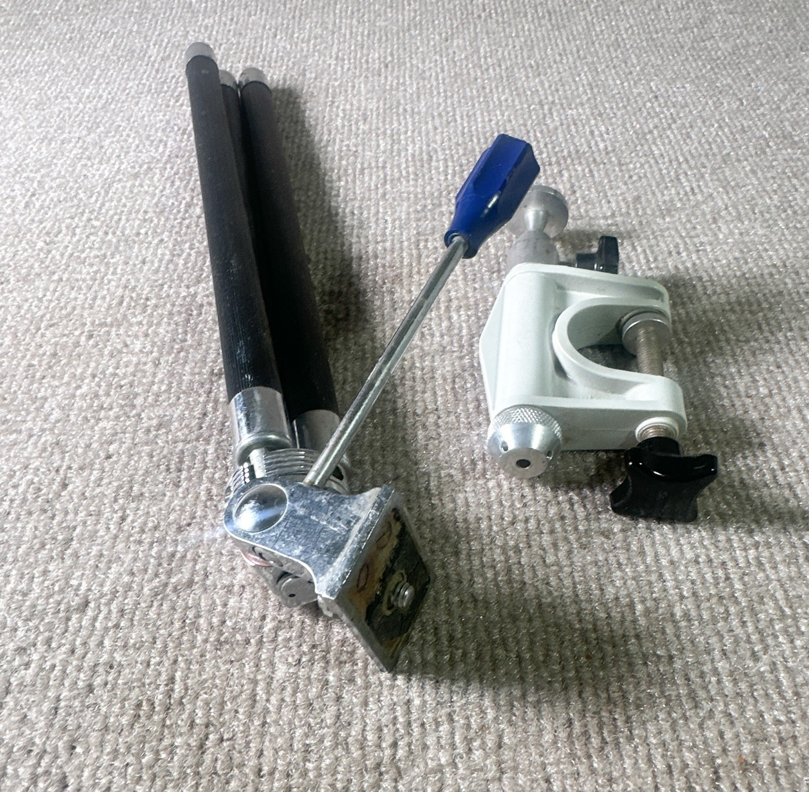 Vintage Table Mini Tripod & Copy C Clamp Mount Set Pan Tilt Head Japan