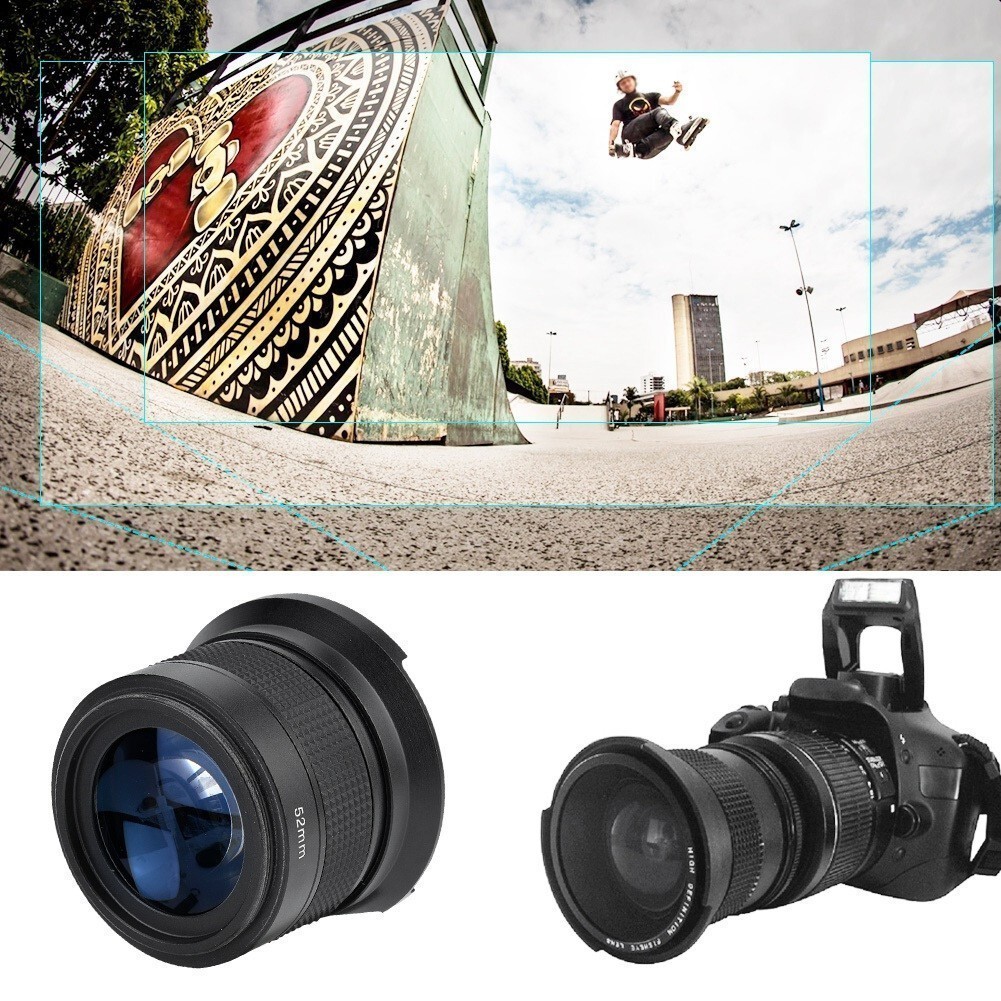 52mm 0.35X Universal Wide Angle Fisheye Lens with Lens Caps Storage Pouch