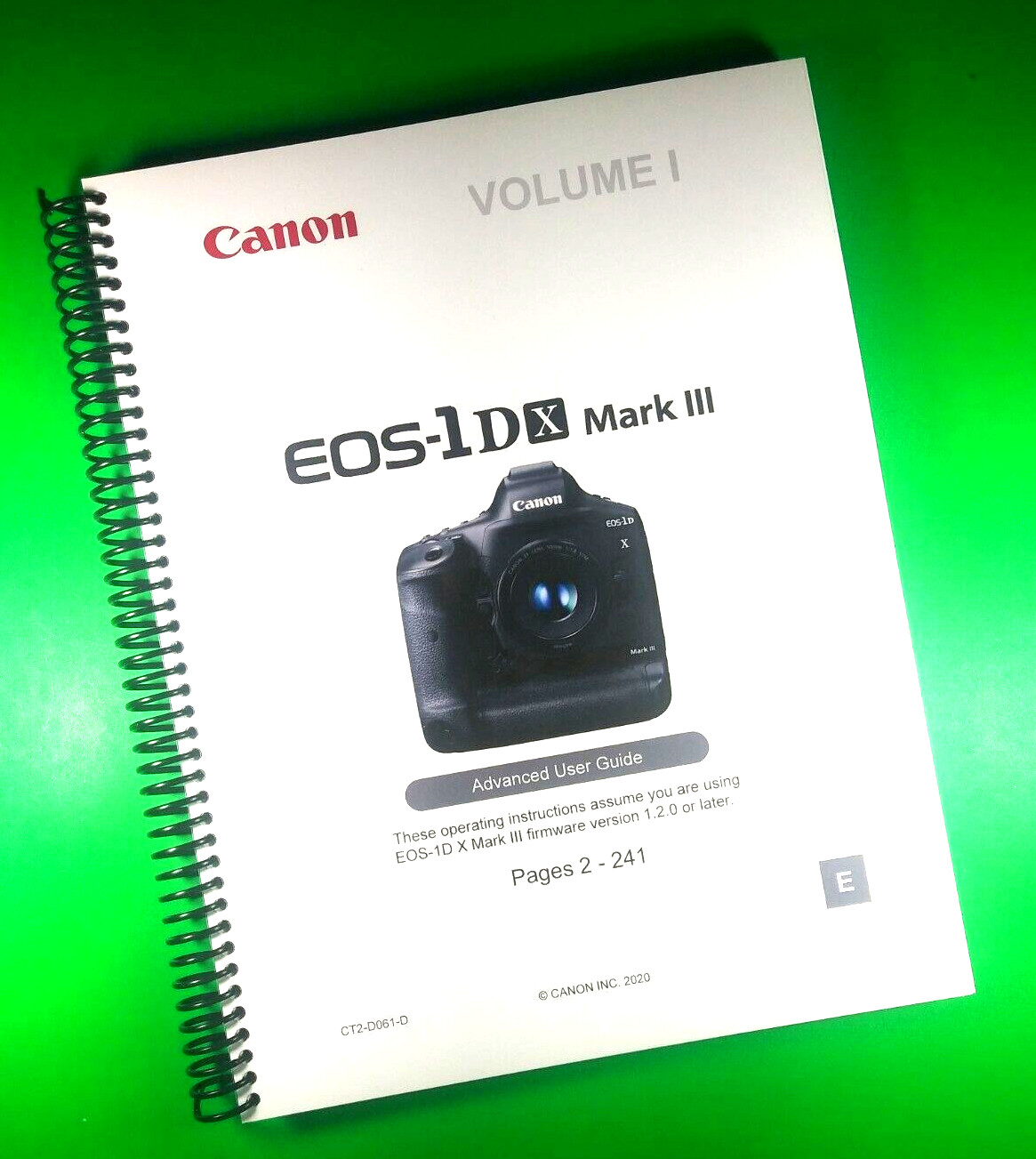 Owners Manual for Canon EOS 1DX MARK III Camera 965 Pages 4 Vol Set W/Clear Cove