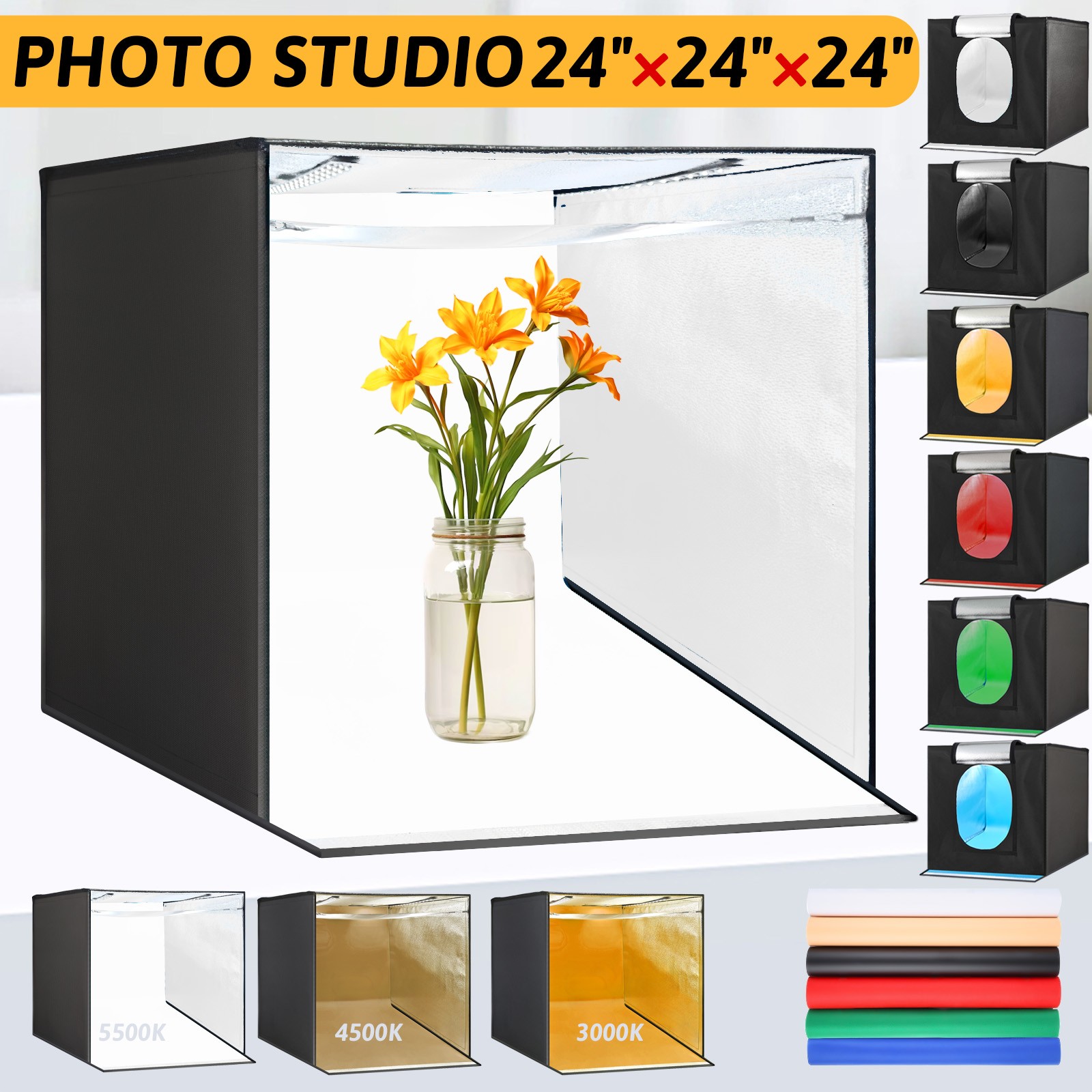 16″ LED Photo Studio Light Box Portable Folding Photography Shooting Tent Kit