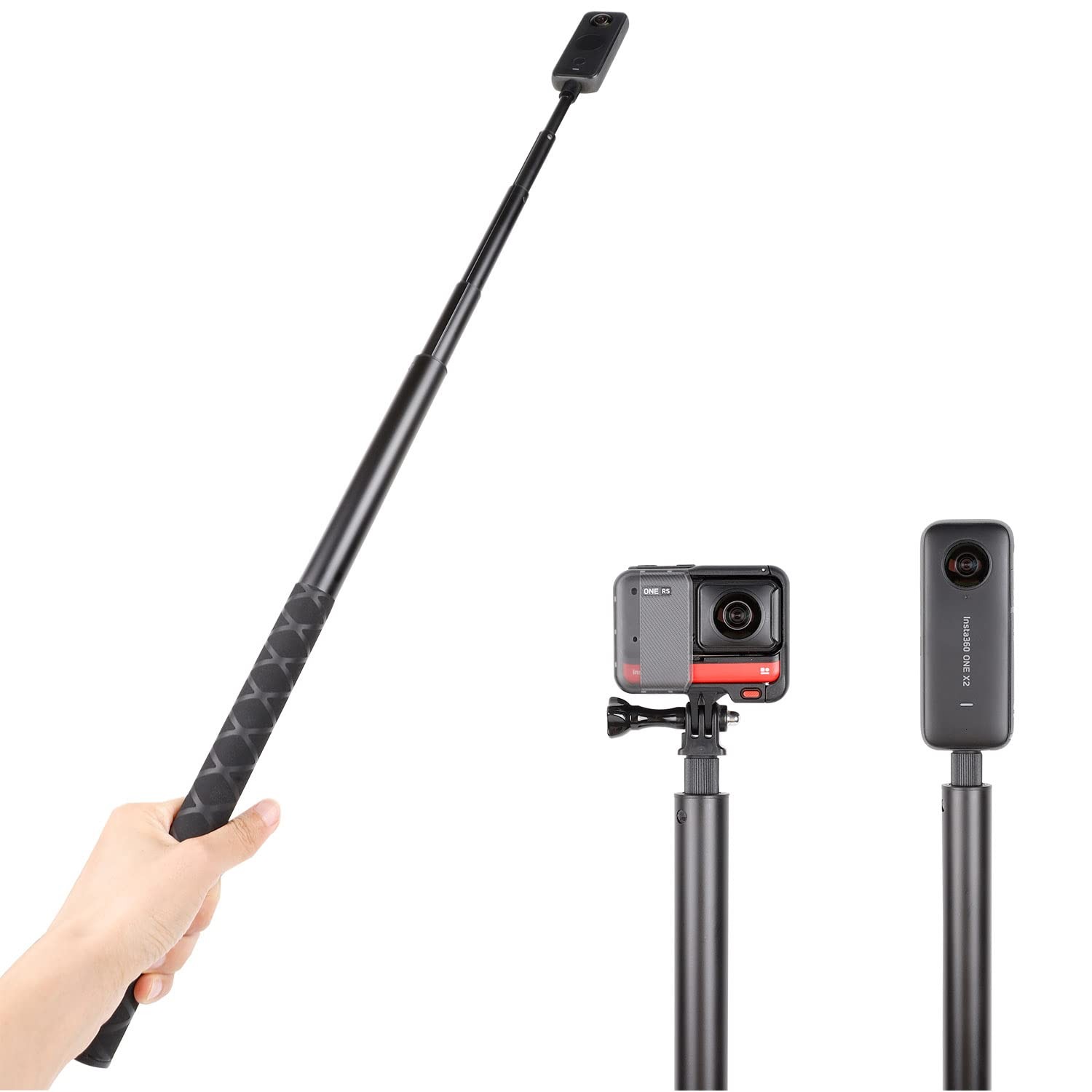PellKing Long 77inch Invisible Selfie Stick for Insta360 ONE X5,X4, X3, Black