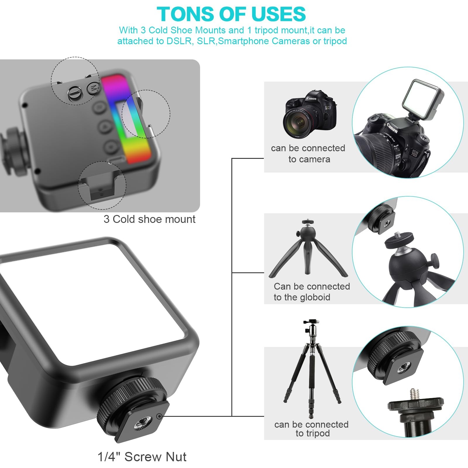 Magnetic RGB Video Light Light 360° Full Color Portable Photography Lighting …