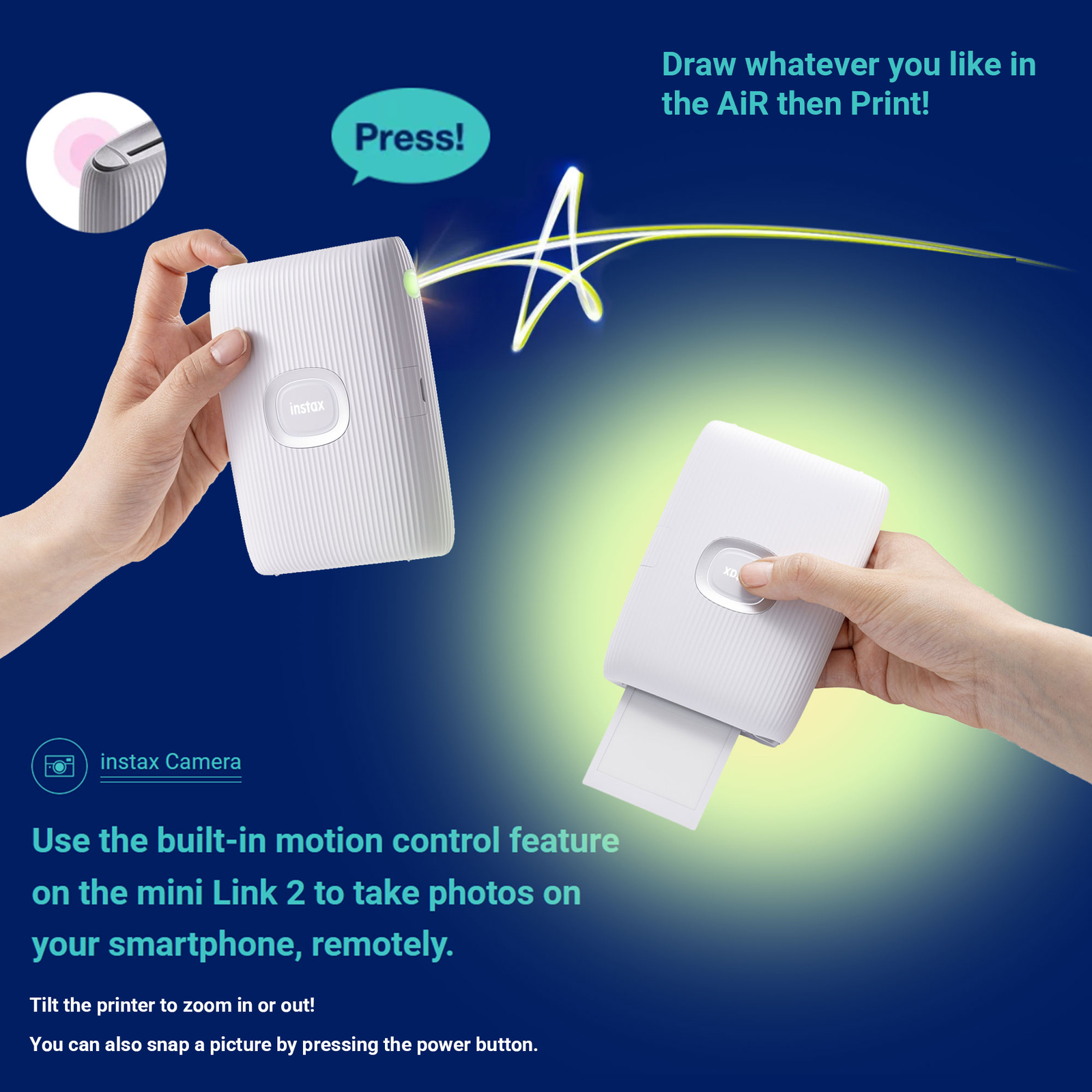 Fujifilm Instax Mini Link 2 Smartphone Printer Clay White | Case | Frames