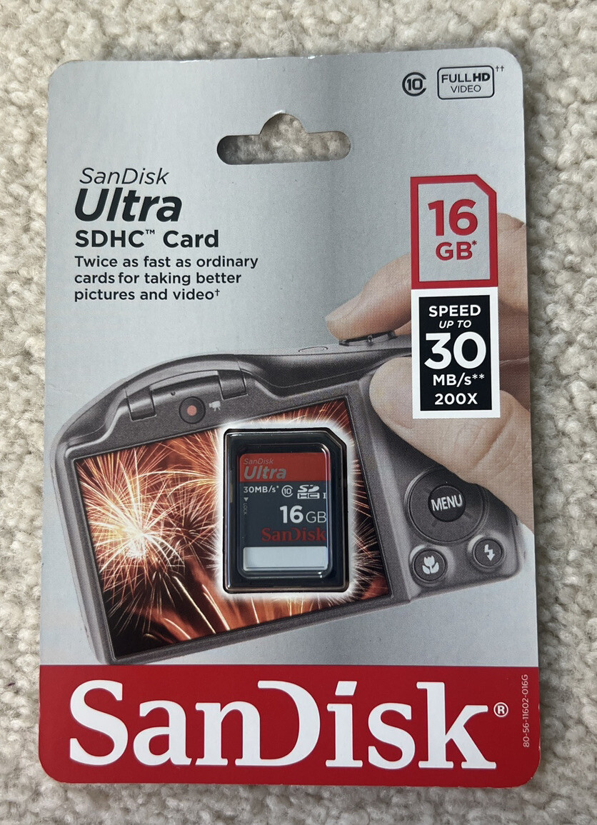 SanDisk Ultra 16GB SDHC Class 10/UHS-1 Flash Memory Card Speed Up To 30MB/s-