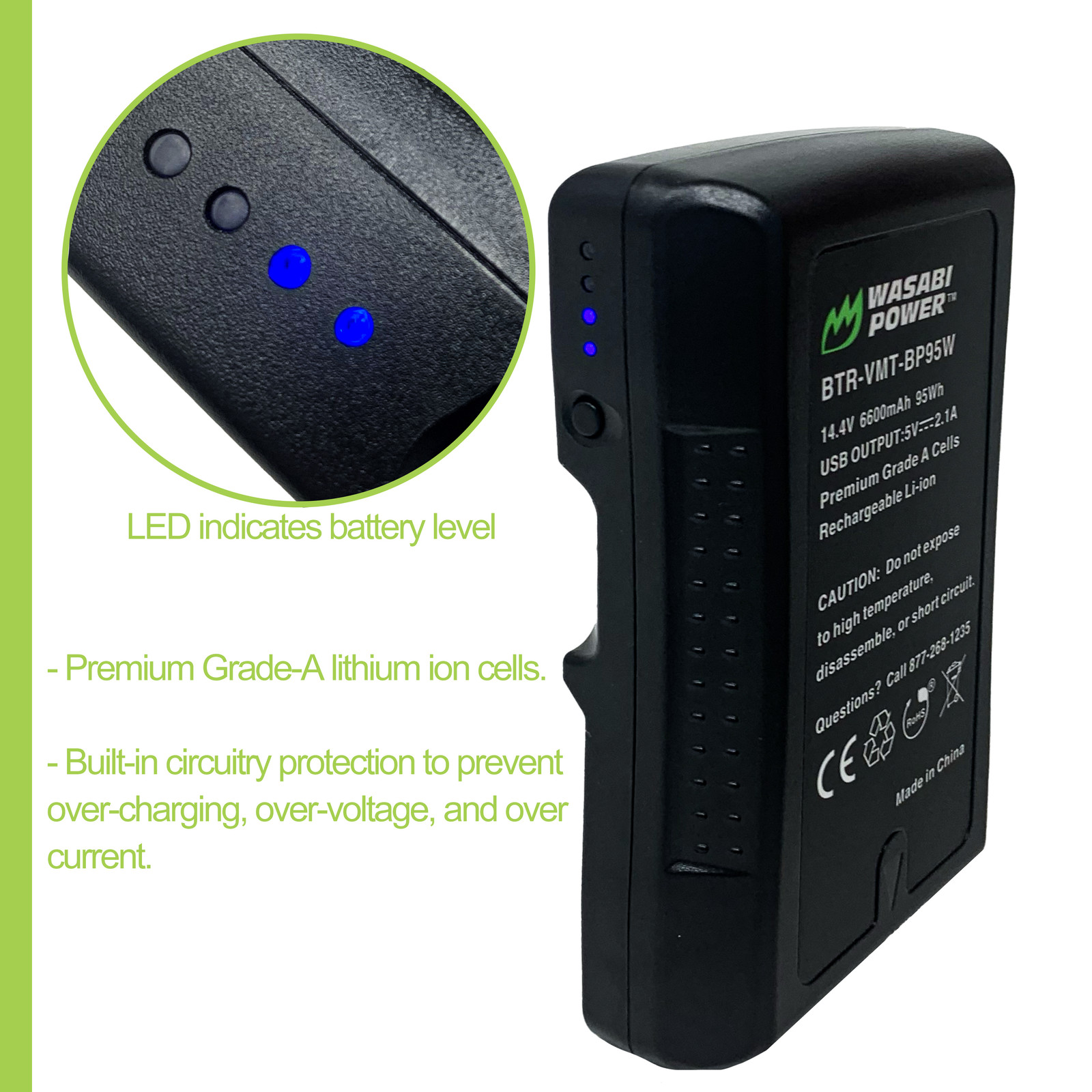 Wasabi Power V-Mount Battery (14.4V, 6600mAh, 95Wh)