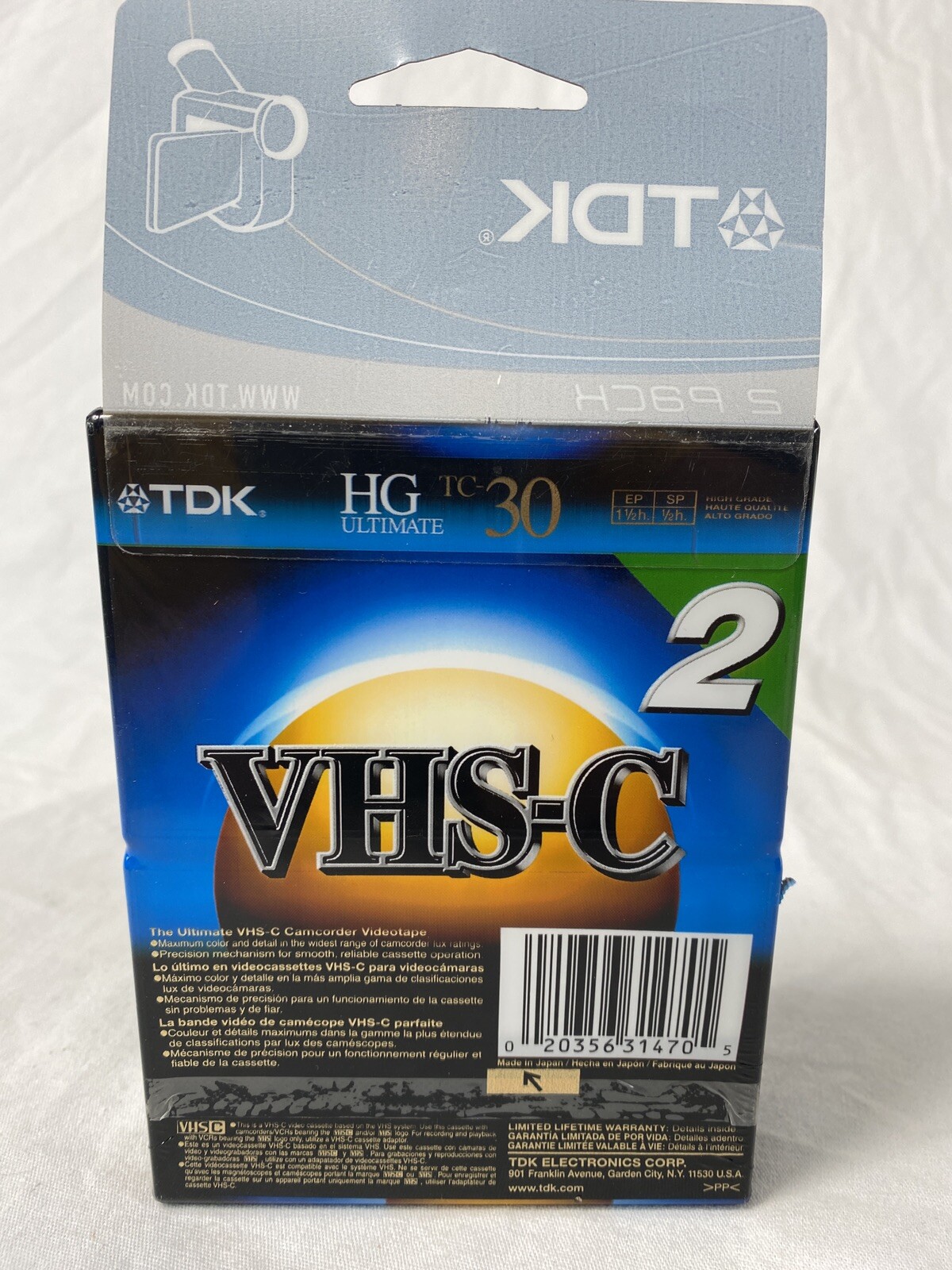 NEW SEALED ~ TDK VHS-C Camcorder Video Tapes HG Ultimate TC-30 ~ 2 Pack
