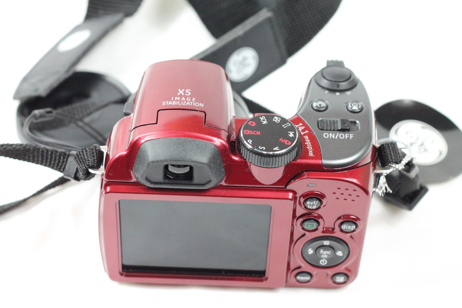 GE X5 14.1 MP Digital Camera & 8GB Card – 15X Optical Zoom Red -TESTED! – /966