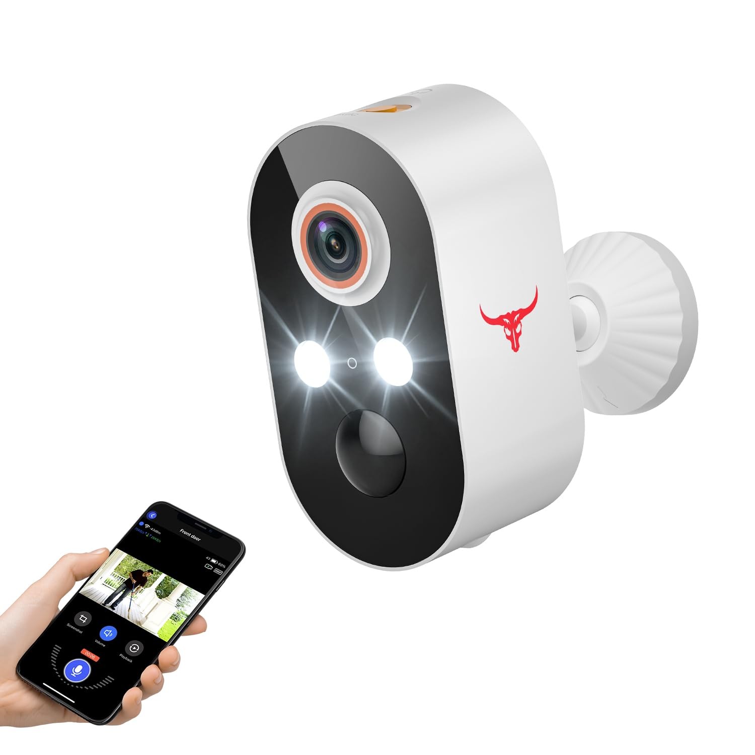 NodeBlaz 1080P Wireless Security Camera Outdoor, Battery Powered, AI White