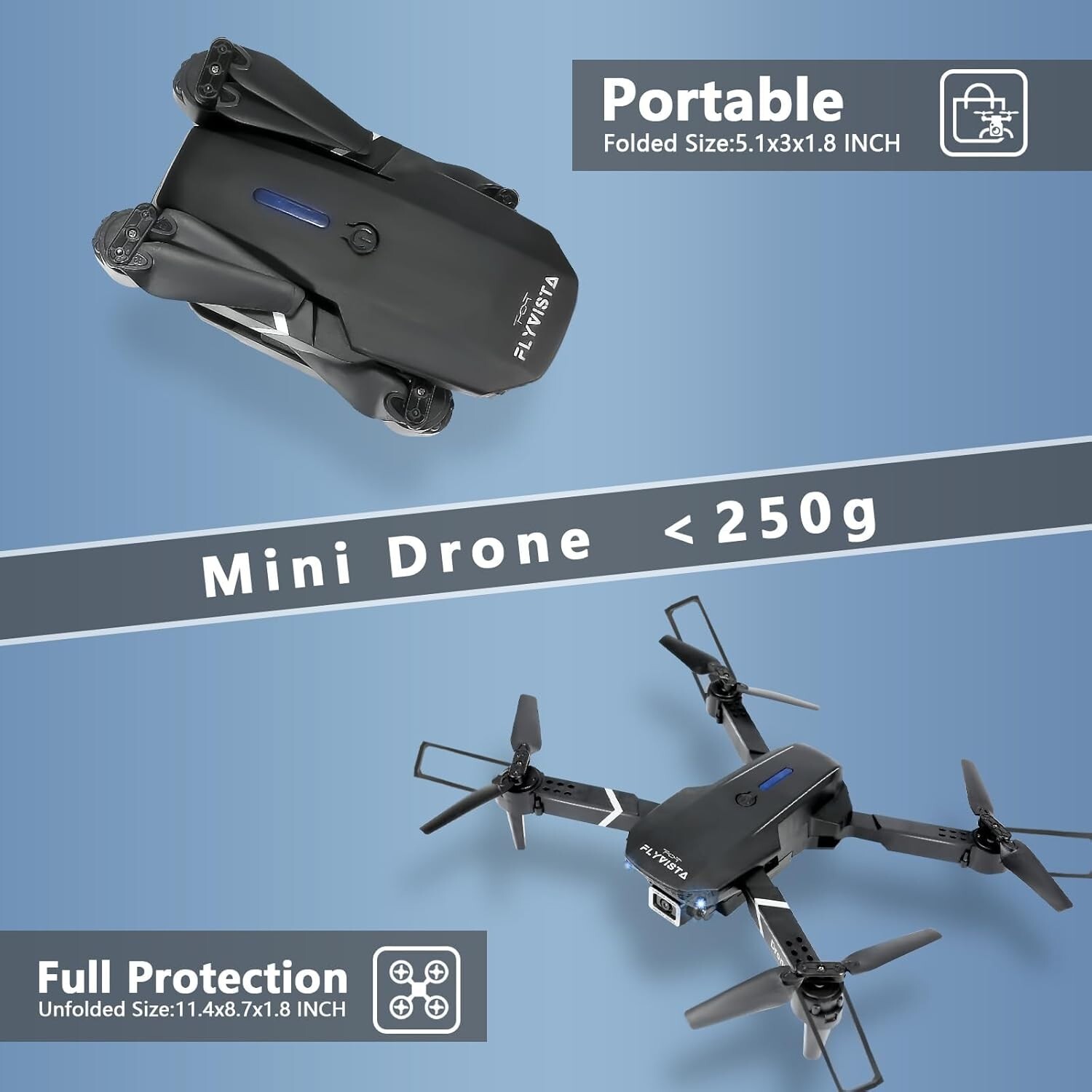 RC Drone With HD Dual Camera WiFi FPV Foldable Quadcopter +2 Battery