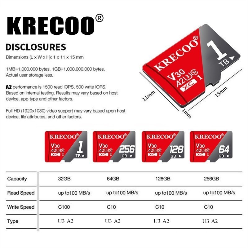 2TB 1TB Micro SD Card SDHC Class 10 UHS-I Memory Card A2 Flash TF Cards Camera