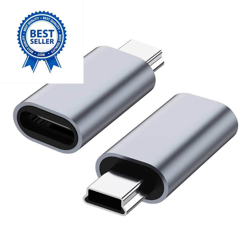 USB C to Mini 2.0 Adapter, (2-Pack)Type C Female Gray
