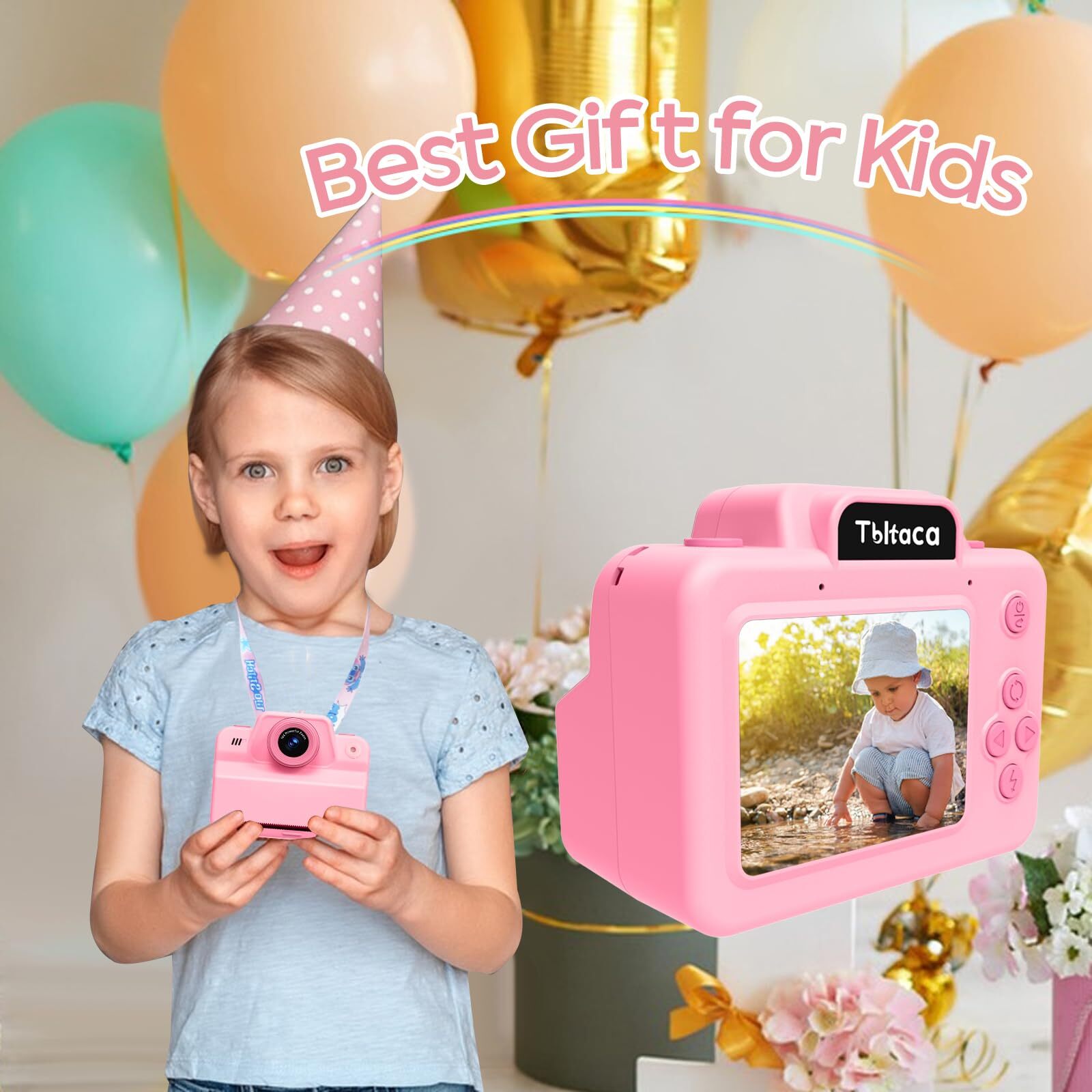 Kids Instant Print Camera 3-10 Year Old Girls Gift Portable Digital Travel