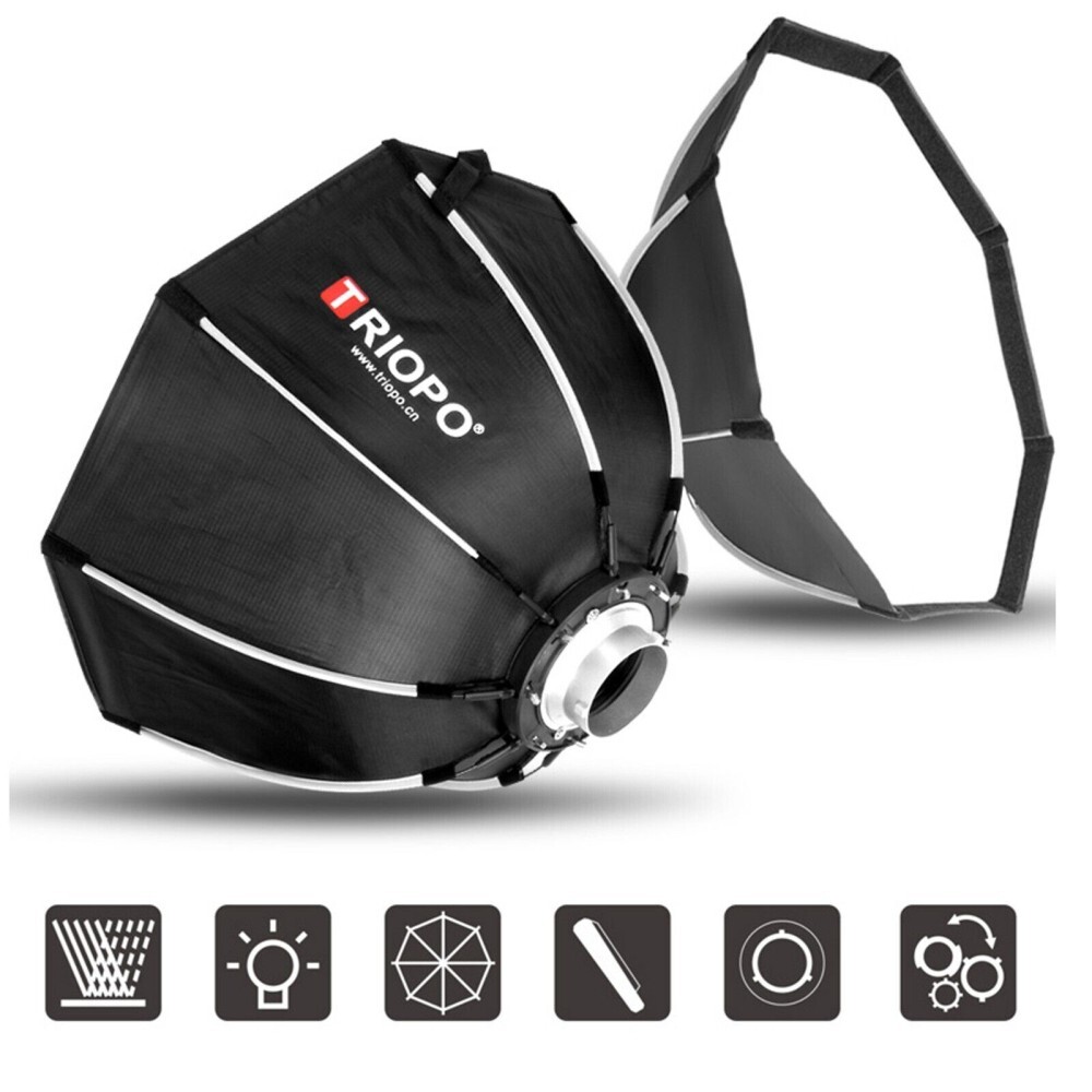 US TRIOPO K2-65 65cm/25.6” Foldable Octagon Bowens Softbox+Grid Fr Studio Flash