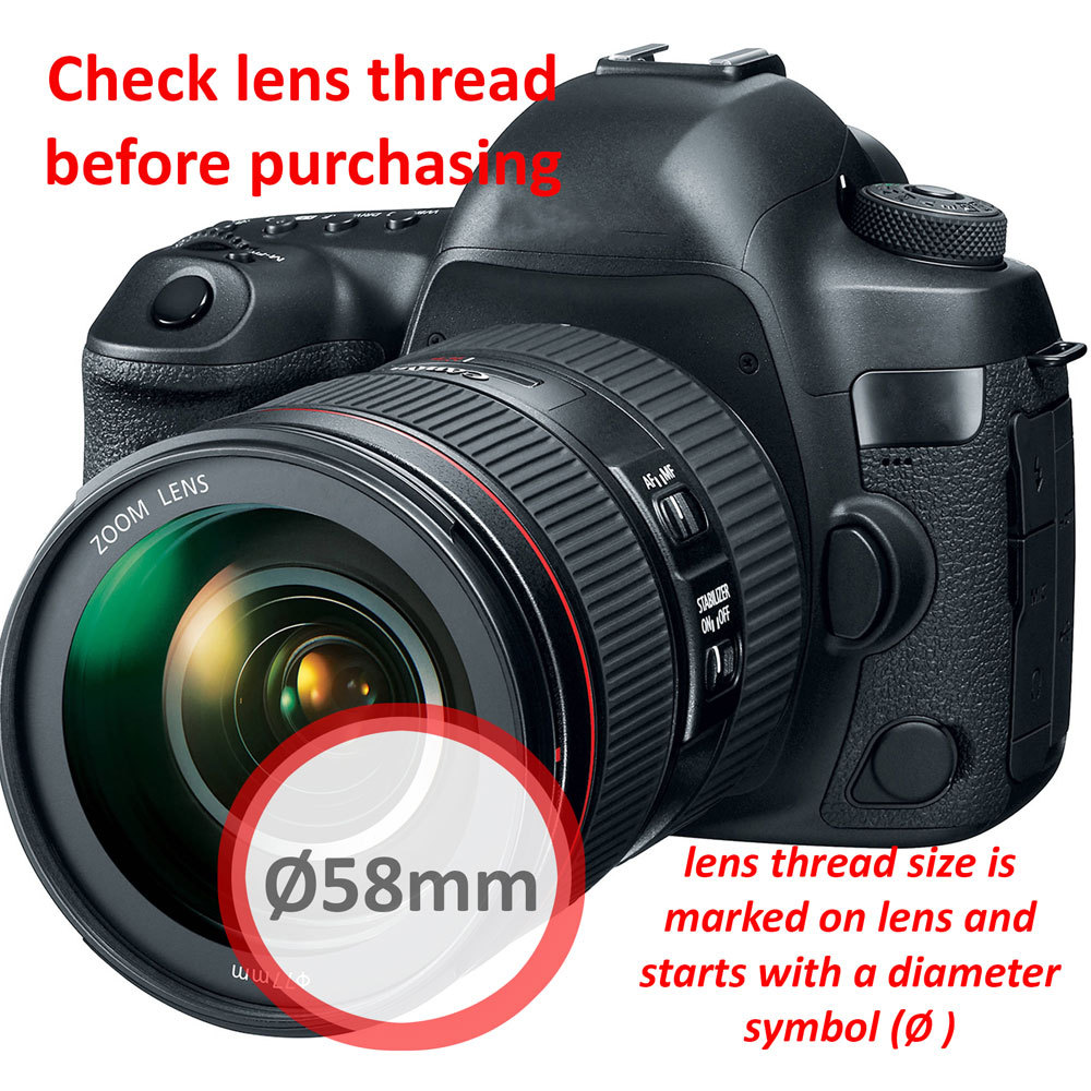 58MM Lens Filter Accessory Kit for CANON EOS Rebel T6i T6 T5i T5 T4i T3i SL1