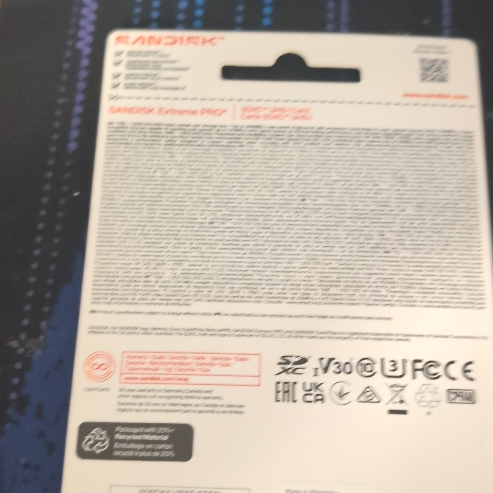 SanDisk Extreme PRO 256GB SDXC UHS-I U3 V30 QuickFlow 4K UHD Card